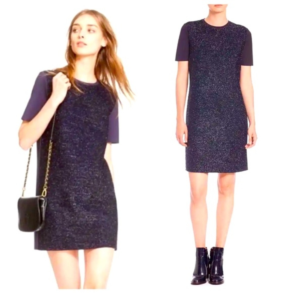 Tory Burch Navy Ponte Tinsel Sparkle Shift Dress Medium